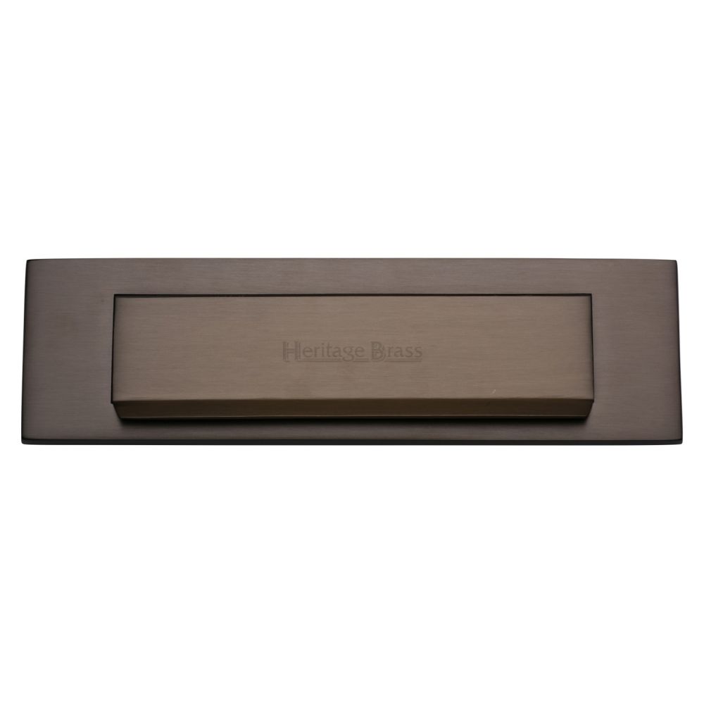 This is an image of a Heritage Brass - Gravity Letterplate 280 x 80mm - Matt Bronze Finish, v842-mb that is available to order from T.H Wiggans Ironmongery in Kendal.