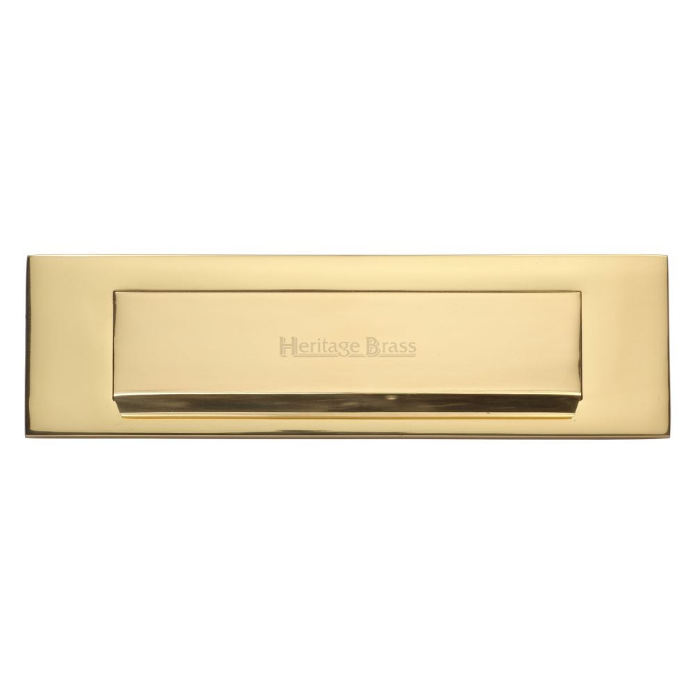 This is an image of a Heritage Brass - Gravity Letterplate 280 x 80mm - Polished Brass Finish, v842-pb that is available to order from T.H Wiggans Ironmongery in Kendal.