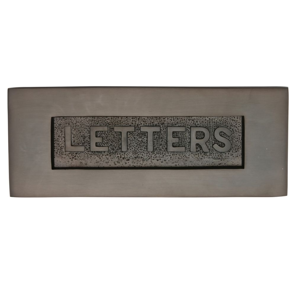 This is an image of a Heritage Brass - Embossed Letterplate 254 x 101mm - Matt Bronze Finish, v845-mb that is available to order from T.H Wiggans Ironmongery in Kendal.