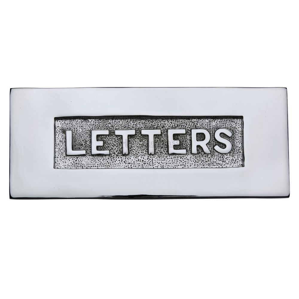 This is an image of a Heritage Brass - Embossed Letterplate 254 x 101mm - Polished Chrome Finish, v845-pc that is available to order from T.H Wiggans Ironmongery in Kendal.
