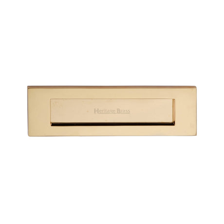This is an image of a Heritage Brass - Letterplate 10 x 3 Unlacquered Brass finish, v850-254-ulb that is available to order from T.H Wiggans Ironmongery in Kendal.