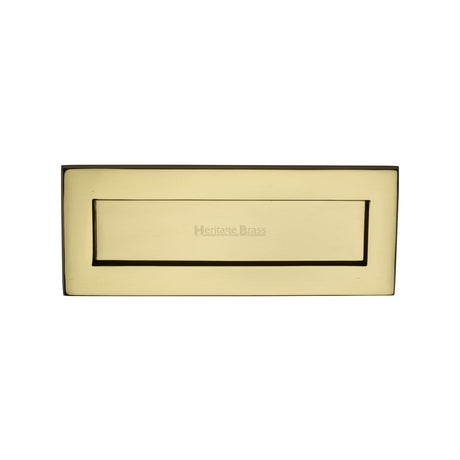 This is an image of a Heritage Brass - Letterplate 10" x 4" Unlacquered Brass finish, v850-254-101-ulb that is available to order from T.H Wiggans Ironmongery in Kendal.