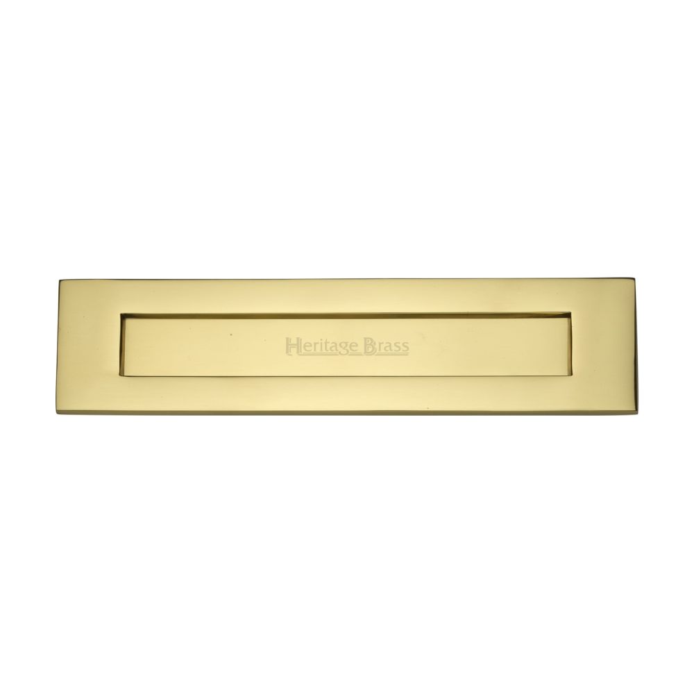This is an image of a Heritage Brass - Letterplate 13" x 3" Polished Brass Finish, v850-330-pb that is available to order from T.H Wiggans Ironmongery in Kendal.