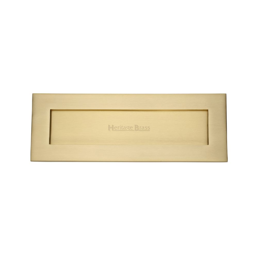 This is an image of a Heritage Brass - Letterplate 14" x 4 1/2" Satin Brass Finish, v850-356-sb that is available to order from T.H Wiggans Ironmongery in Kendal.