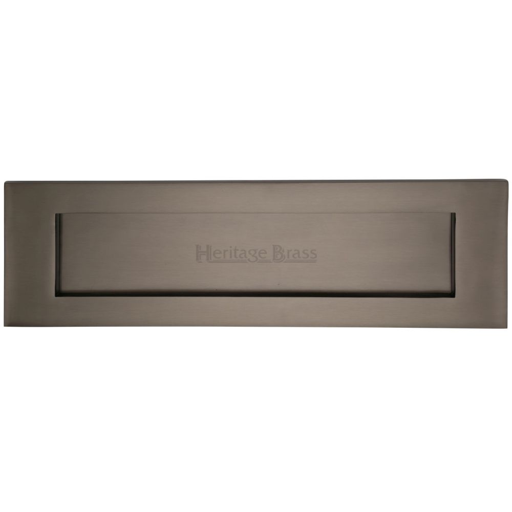 This is an image of a Heritage Brass - Letterplate 16" x 5" Matt Bronze Finish, v850-406-mb that is available to order from T.H Wiggans Ironmongery in Kendal.