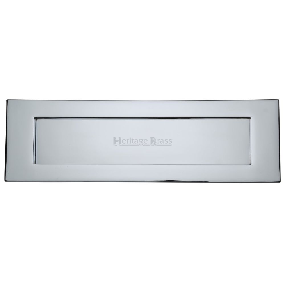 This is an image of a Heritage Brass - Letterplate 16" x 5" Polished Chrome Finish, v850-406-pc that is available to order from T.H Wiggans Ironmongery in Kendal.