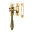 This is an image of a Heritage Brass - Lockable Mortice & Hook Plate Casement Fastener Reeded Design Polished Brass finish, v894l-mp-hp-pb that is available to order from T.H Wiggans Ironmongery in Kendal.