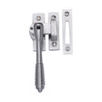 This is an image of a Heritage Brass - Lockable Mortice & Hook Plate Casement Fastener Reeded Design Satin Chrome finish, v894l-mp-hp-sc that is available to order from T.H Wiggans Ironmongery in Kendal.
