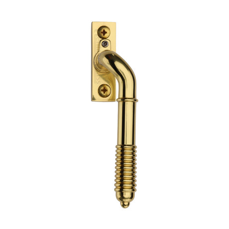 This is an image of a Heritage Brass - Lockable Reeded Espagnolette Right Handed Polished Brass finish, v895l-rh-pb that is available to order from T.H Wiggans Ironmongery in Kendal.