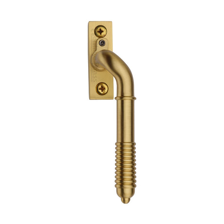 This is an image of a Heritage Brass - Lockable Reeded Espagnolette Right Handed Satin Brass finish, v895l-rh-sb that is available to order from T.H Wiggans Ironmongery in Kendal.
