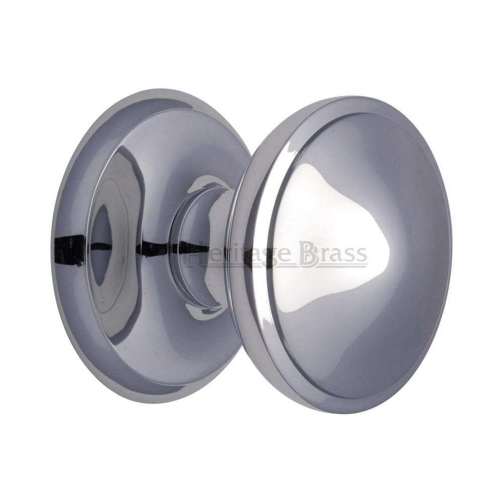 This is an image of a Heritage Brass - Round Centre Door Knob 3" Polished Chrome Finish, v900-pc that is available to order from T.H Wiggans Ironmongery in Kendal.