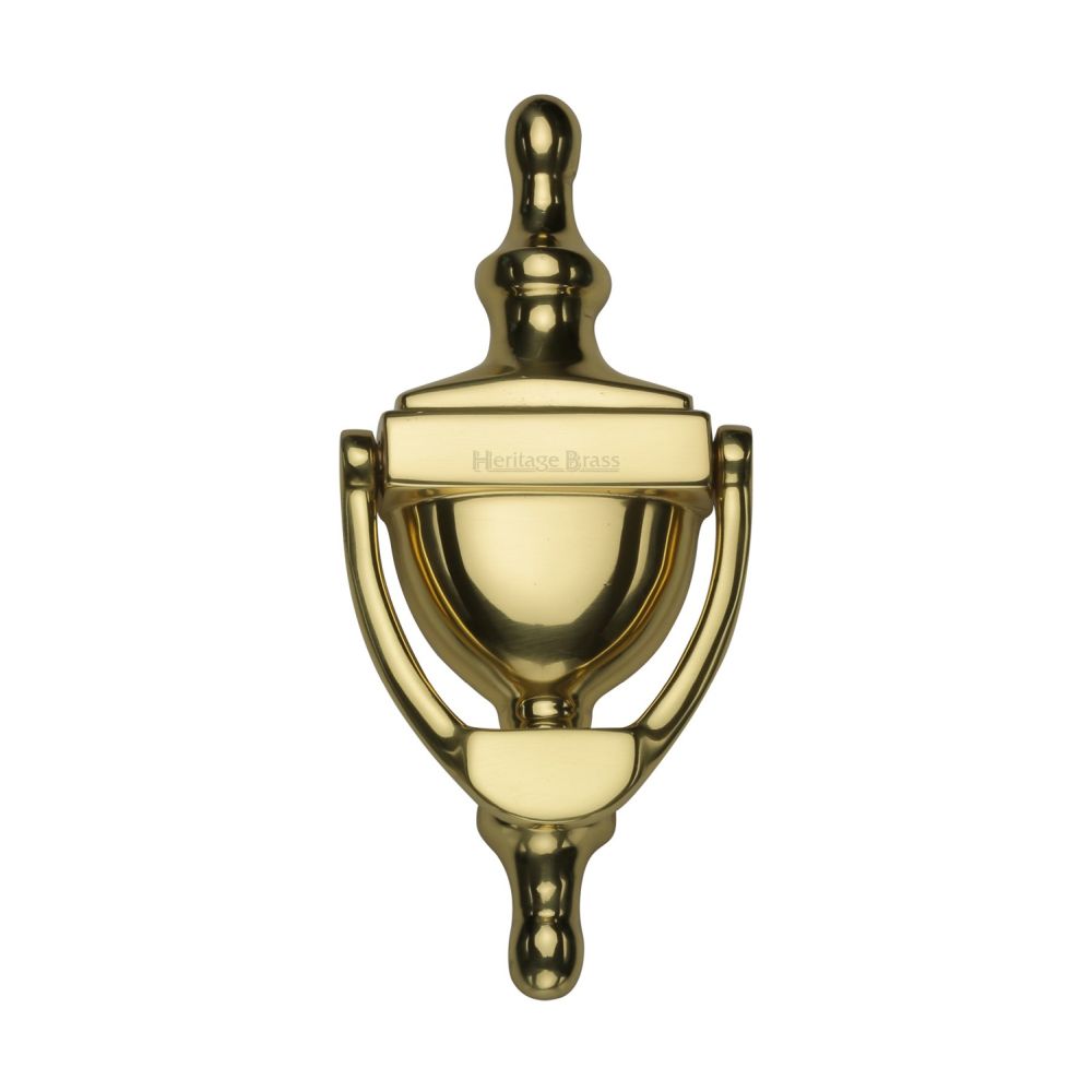 This is an image of a Heritage Brass - Urn Knocker 6" Polished Brass Finish, v910-152-pb that is available to order from T.H Wiggans Ironmongery in Kendal.