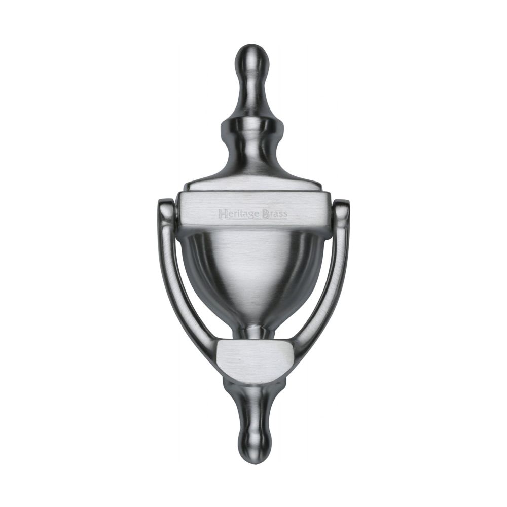 This is an image of a Heritage Brass - Urn Knocker 6" Satin Chrome Finish, v910-152-sc that is available to order from T.H Wiggans Ironmongery in Kendal.