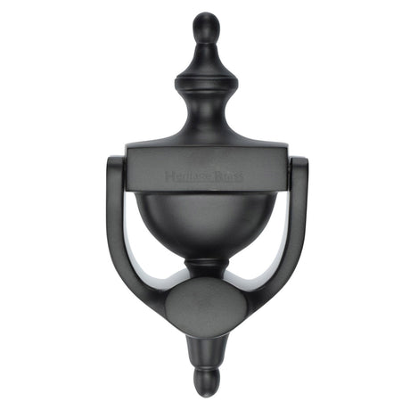 This is an image of a Heritage Brass - Urn Knocker 7 1/4 Matt Black finish, v910-195-bkmt that is available to order from T.H Wiggans Ironmongery in Kendal.