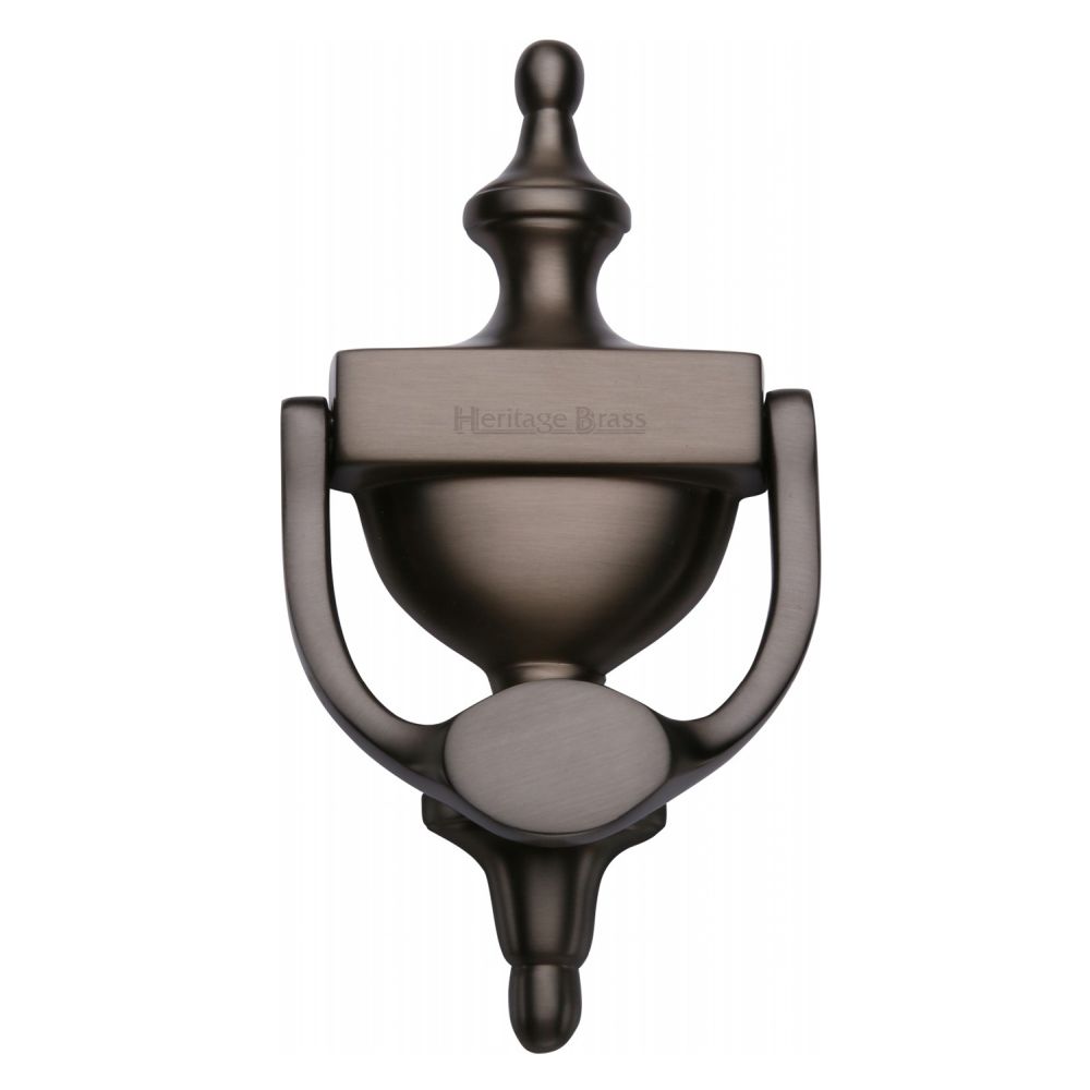 This is an image of a Heritage Brass - Urn Knocker 7 1/4" Matt Bronze Finish, v910-195-mb that is available to order from T.H Wiggans Ironmongery in Kendal.