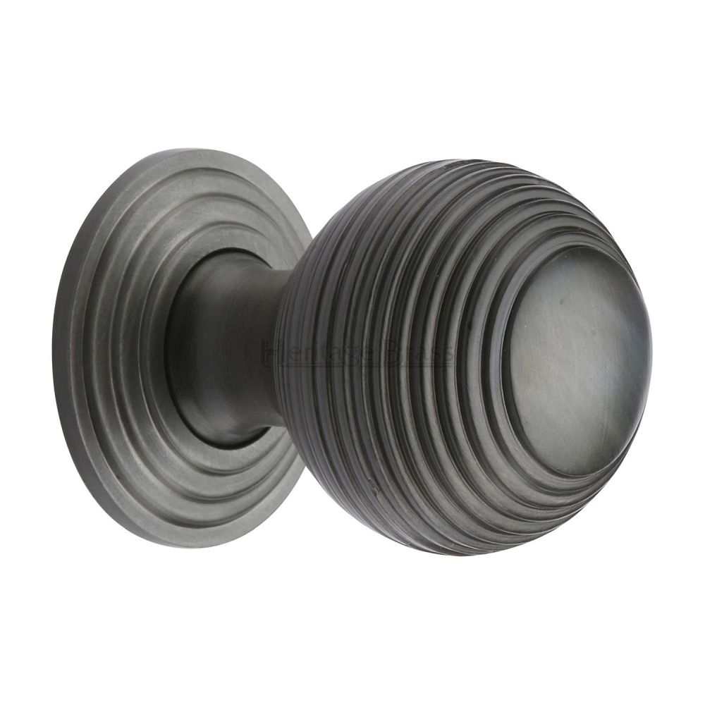 This is an image of a Heritage Brass - Cabinet Knob Reeded Design 32mm Matt Bronze Finish, v973-32-mb that is available to order from T.H Wiggans Ironmongery in Kendal.