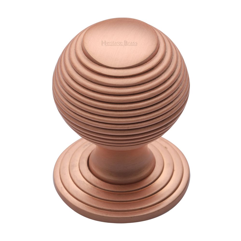 This is an image of a Heritage Brass - Cabinet Knob Reeded Design 32mm Satin Rose Gold Finish, v973-32-srg that is available to order from T.H Wiggans Ironmongery in Kendal.