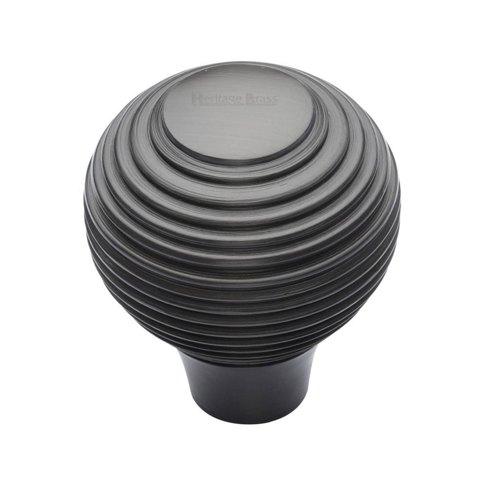 This is an image of a Heritage Brass - Cabinet Knob Reeded Design 32mm Matt Bronze Finish, v974-32-mb that is available to order from T.H Wiggans Ironmongery in Kendal.