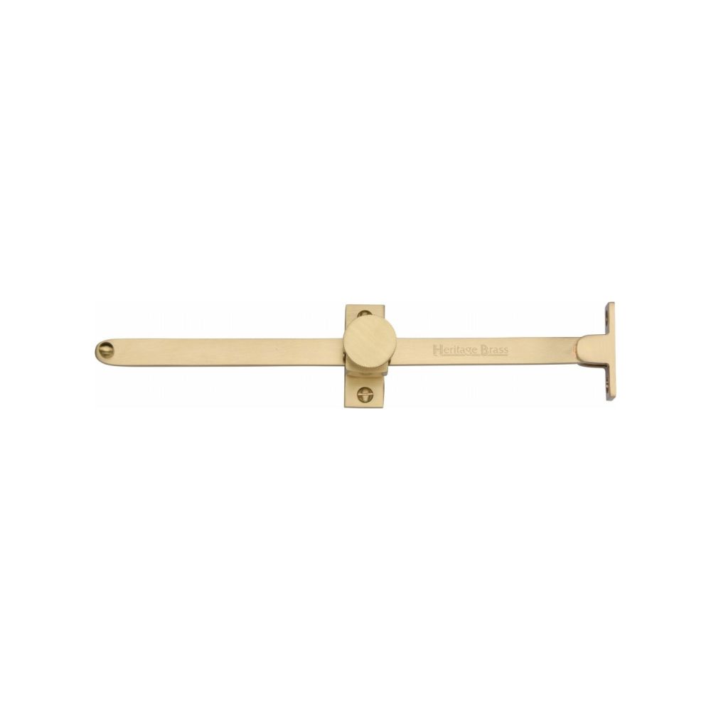 This is an image of a Heritage Brass - Casement Stay Sliding Design 10" Satin Brass Finish, v991-10-sb that is available to order from T.H Wiggans Ironmongery in Kendal.