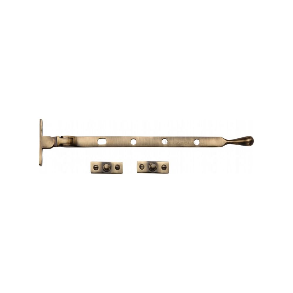 This is an image of a Heritage Brass - Casement Window Stay Ball Design 10" Antique Brass Finish, v992-10-at that is available to order from T.H Wiggans Ironmongery in Kendal.