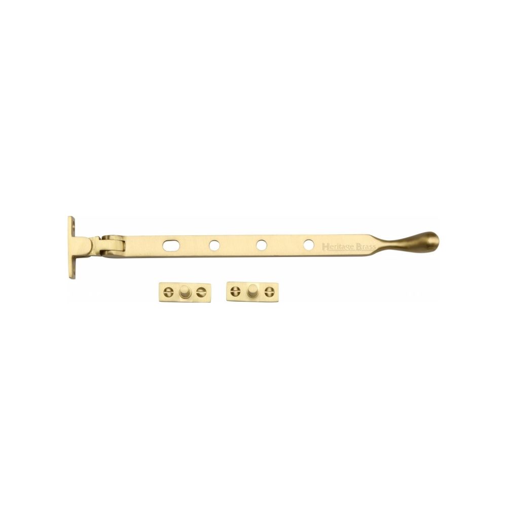 This is an image of a Heritage Brass - Casement Window Stay Ball Design 10" Satin Brass Finish, v992-10-sb that is available to order from T.H Wiggans Ironmongery in Kendal.