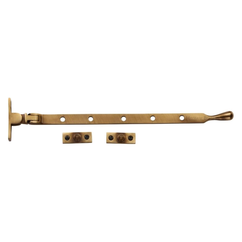 This is an image of a Heritage Brass - Casement Window Stay Ball Design 12" Antique Brass Finish, v992-12-at that is available to order from T.H Wiggans Ironmongery in Kendal.