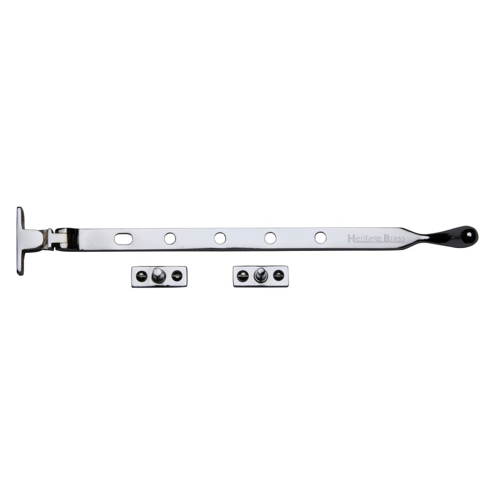 This is an image of a Heritage Brass - Casement Window Stay Ball Design 12" Polished Chrome Finish, v992-12-pc that is available to order from T.H Wiggans Ironmongery in Kendal.