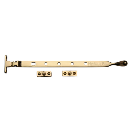 This is an image of a Heritage Brass - Casement Window Stay Ball Design 12 Unlacquered Brass finish, v992-12-ulb that is available to order from T.H Wiggans Ironmongery in Kendal.