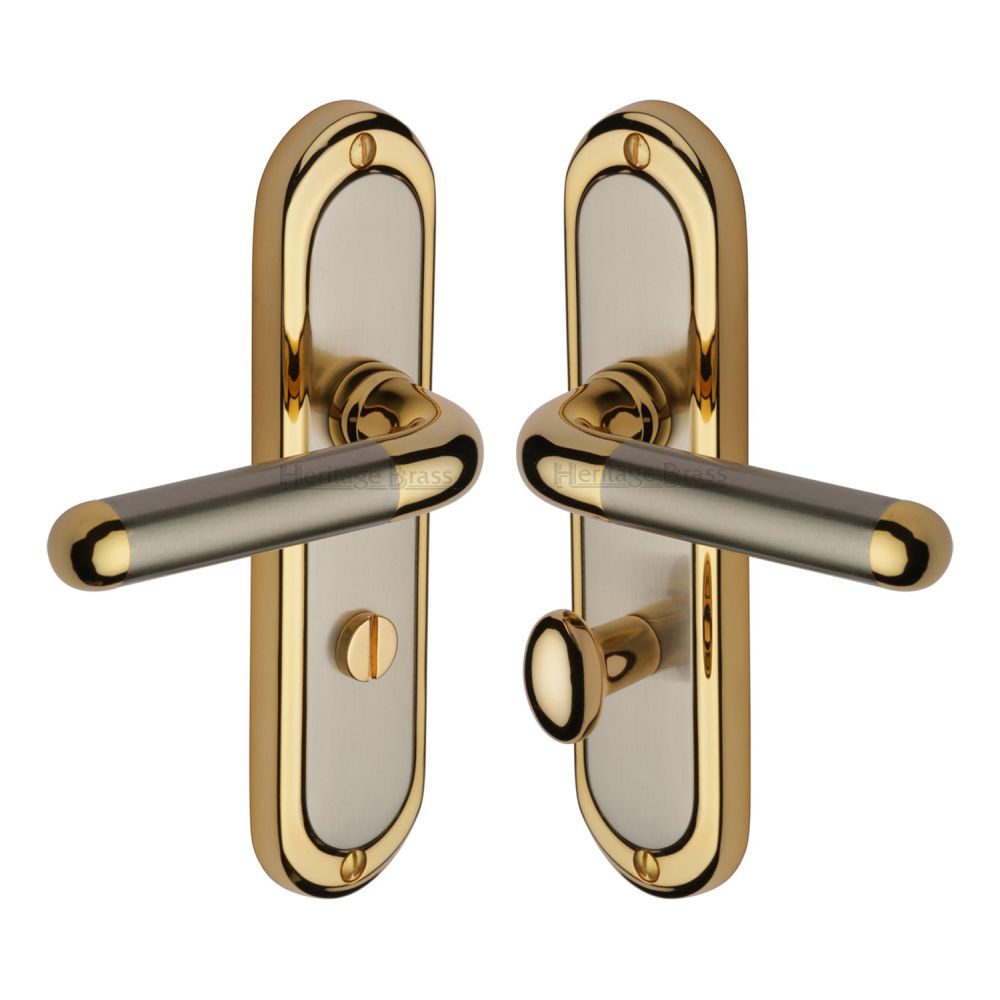 This is an image of a Heritage Brass - Door Handle for Bathroom Vienna Design Jupiter Finish, vie3330-jp that is available to order from T.H Wiggans Ironmongery in Kendal.