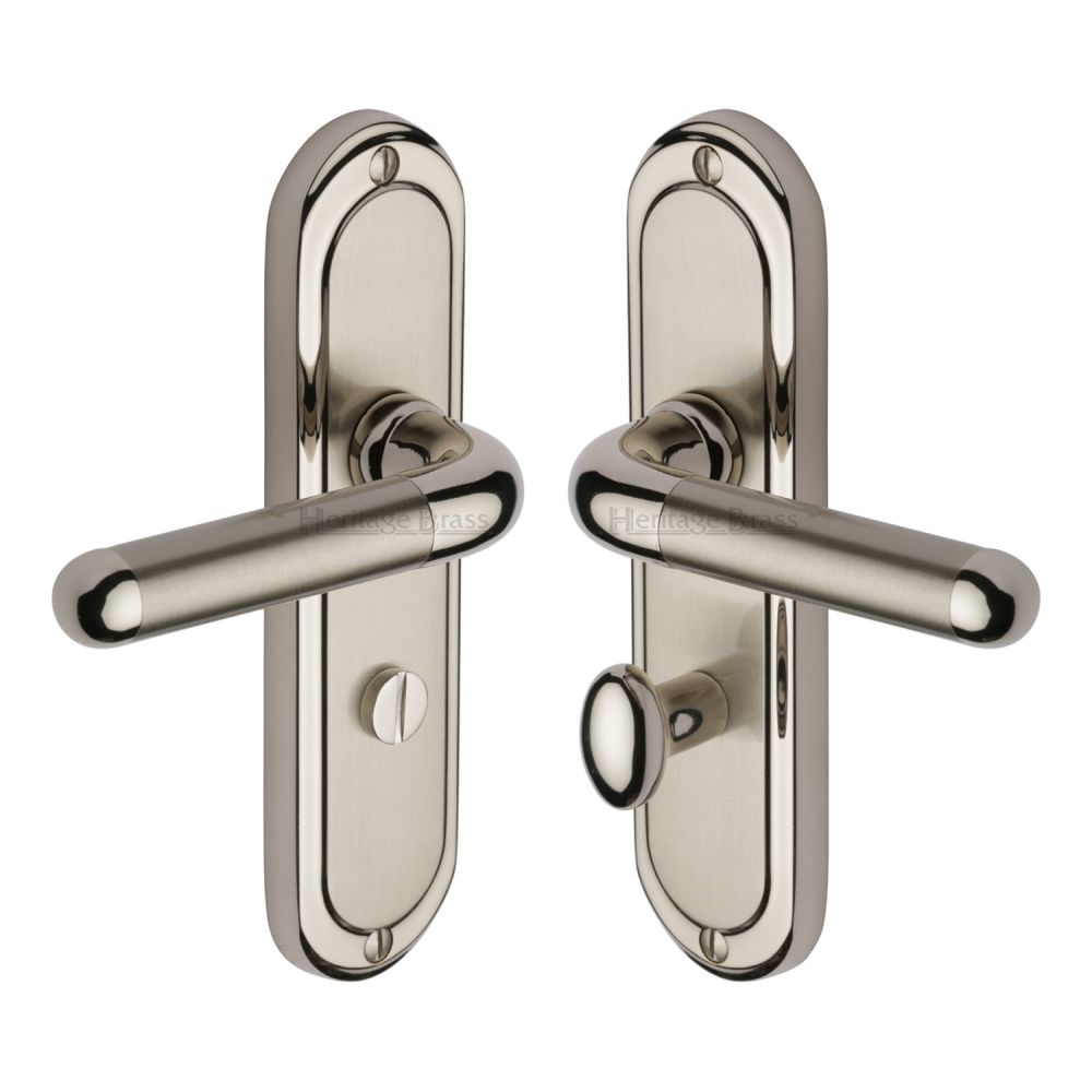 This is an image of a Heritage Brass - Door Handle for Bathroom Vienna Design Mercury Finish, vie3330-mc that is available to order from T.H Wiggans Ironmongery in Kendal.