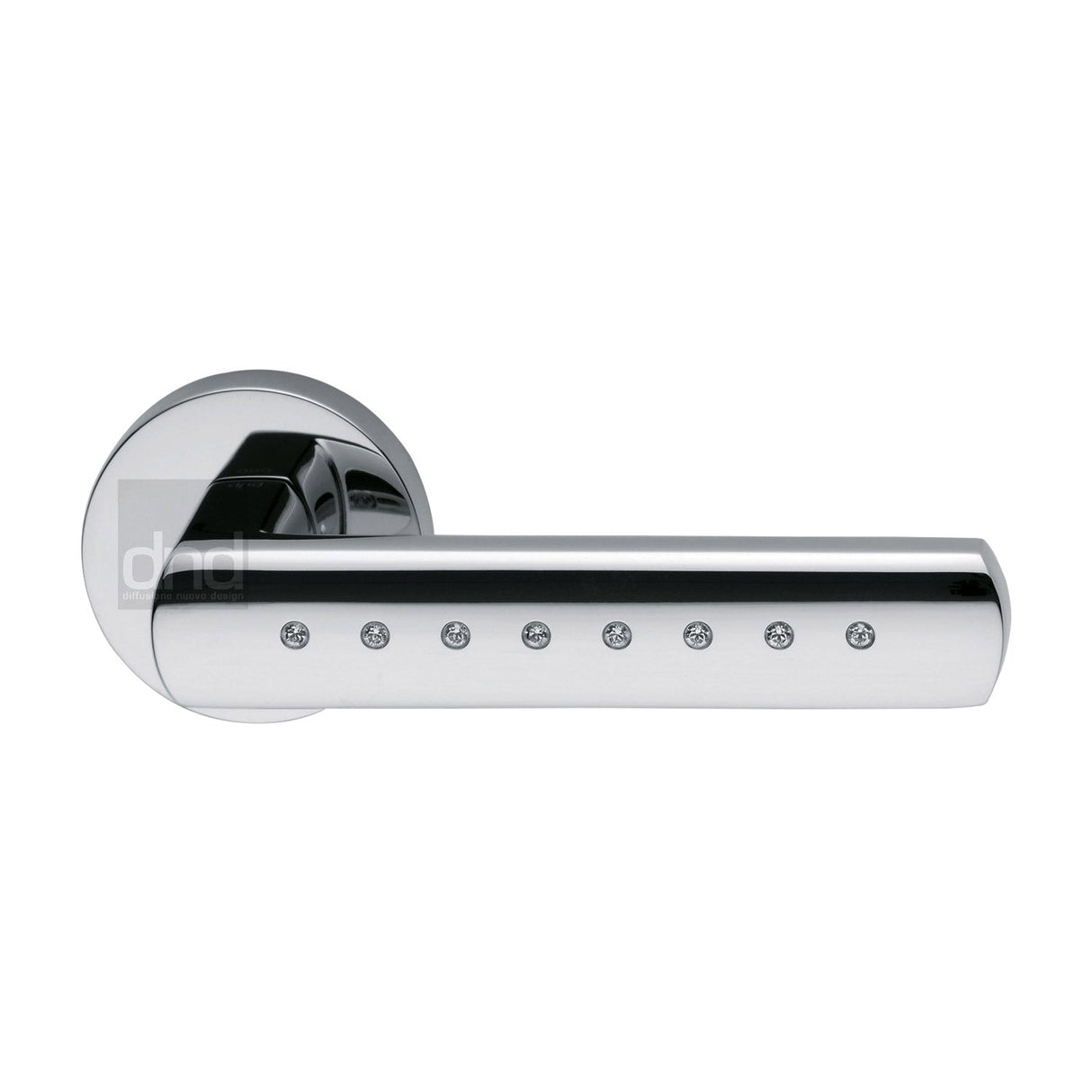 This is an image of a DND - Vita Door Handle on Round Rose Polished Chrome, vs16-pc that is available to order from T.H Wiggans Ironmongery in Kendal.