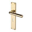 This is an image of a Heritage Brass - Octave Lever Lock Door Handle on 200mm Plate Polished Brass finish, vt5900-pb that is available to order from T.H Wiggans Ironmongery in Kendal.