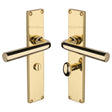 This is an image of a Heritage Brass - Octave Bathroom Set Door Handle on 200mm Plate Polished Brass finish, vt5930-pb that is available to order from T.H Wiggans Ironmongery in Kendal.