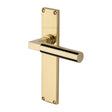 This is an image of a Heritage Brass - Bauhaus Lever Latch Door Handle on 200mm Plate Polished Brass finish, vt6310-pb that is available to order from T.H Wiggans Ironmongery in Kendal.