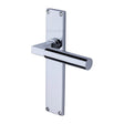 This is an image of a Heritage Brass - Bauhaus Lever Latch Door Handle on 200mm Plate Polished Chrome finish, vt6310-pc that is available to order from T.H Wiggans Ironmongery in Kendal.