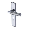 This is an image of a Heritage Brass - Bauhaus Knurled Lever Lock Door Handle on 200mm Plate Polished Chrome finish, vt9300-pc that is available to order from T.H Wiggans Ironmongery in Kendal.