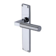 This is an image of a Heritage Brass - Bauhaus Knurled Lever Latch Door Handle on 200mm Plate Polished Chrome finish, vt9310-pc that is available to order from T.H Wiggans Ironmongery in Kendal.