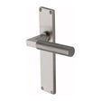This is an image of a Heritage Brass - Bauhaus Knurled Lever Latch Door Handle on 200mm Plate Satin Nickel finish, vt9310-sn that is available to order from T.H Wiggans Ironmongery in Kendal.