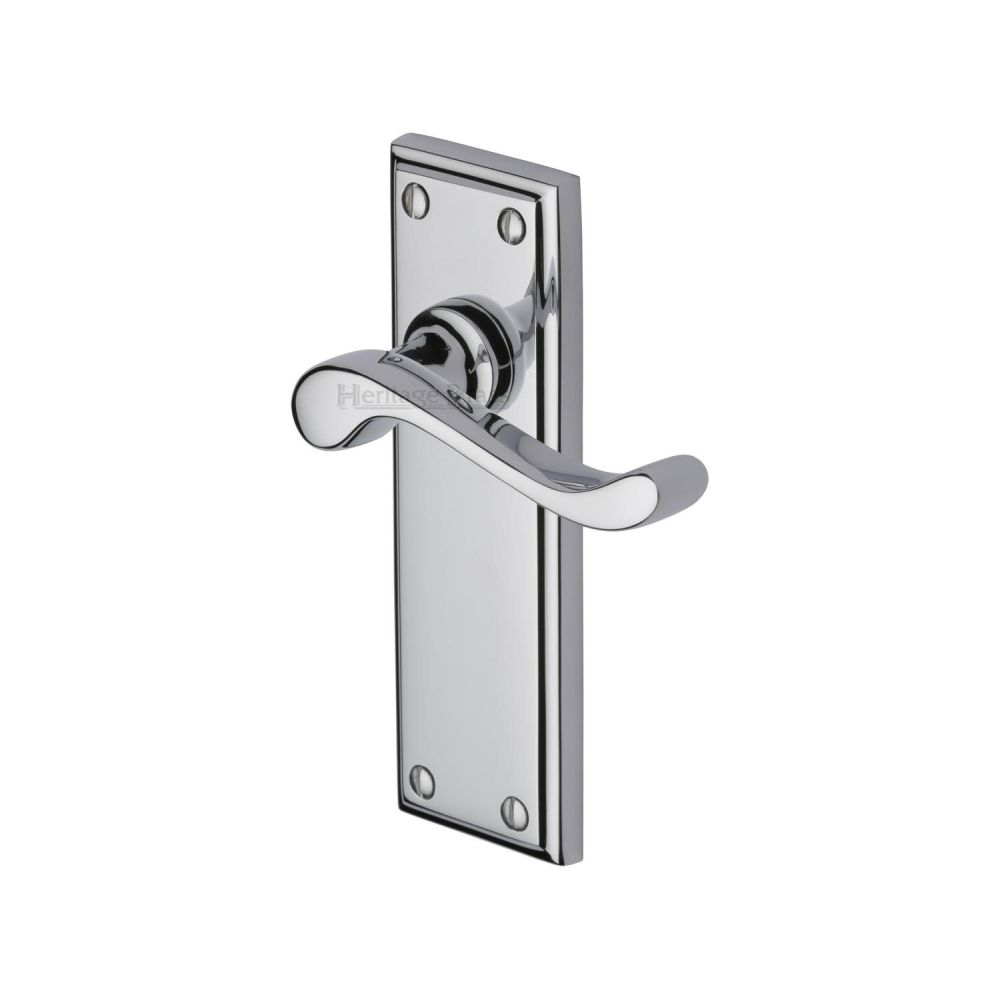 This is an image of a Heritage Brass - Door Handle Lever Latch Edwardian Design Polished Chrome Finish, w3213-pc that is available to order from T.H Wiggans Ironmongery in Kendal.