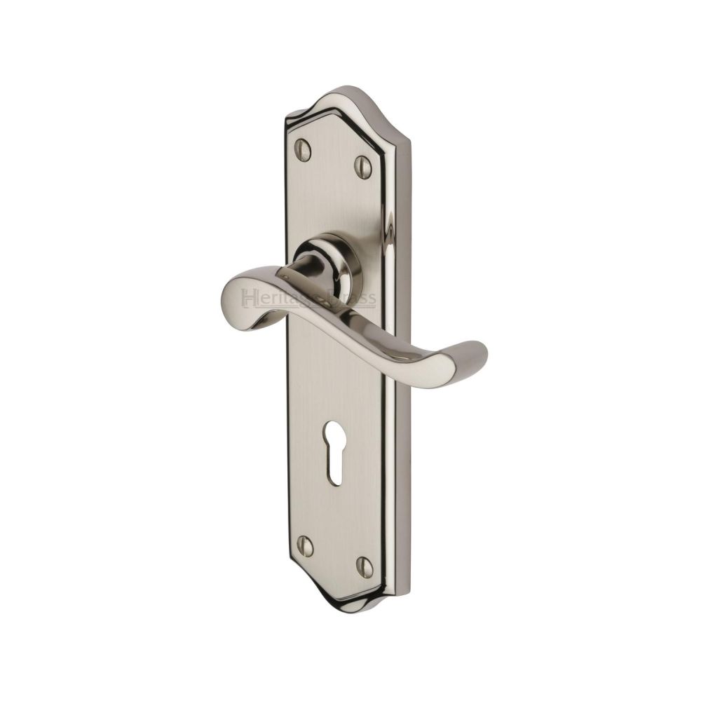 This is an image of a Heritage Brass - Door Handle Lever Lock Buckingham Design Mercury Finish, w4200-mc that is available to order from T.H Wiggans Ironmongery in Kendal.