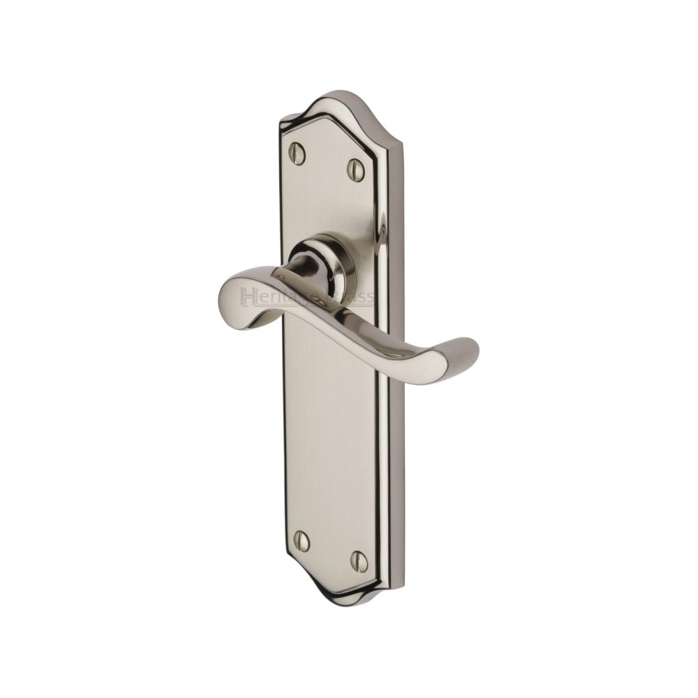 This is an image of a Heritage Brass - Door Handle Lever Latch Buckingham Design Mercury Finish, w4210-mc that is available to order from T.H Wiggans Ironmongery in Kendal.