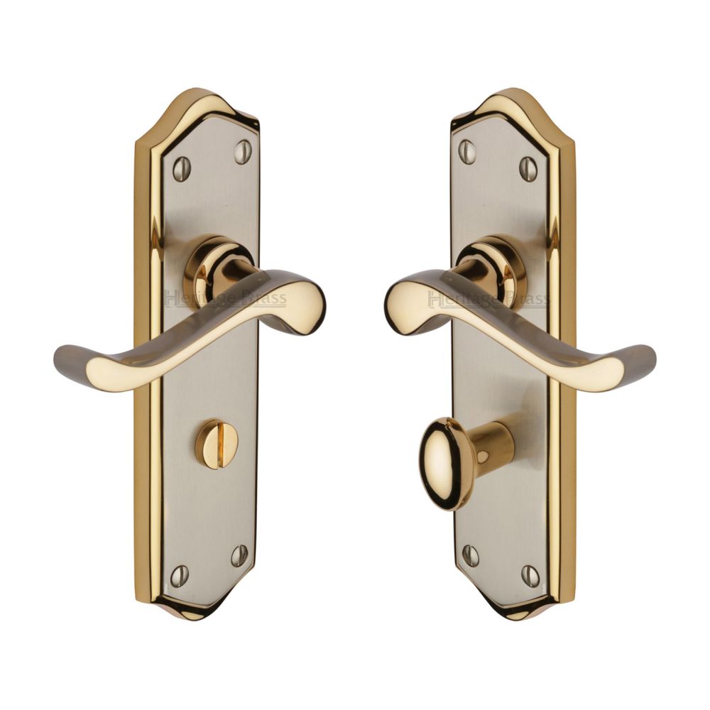 This is an image of a Heritage Brass - Door Handle for Bathroom Buckingham Design Jupiter Finish, w4220-jp that is available to order from T.H Wiggans Ironmongery in Kendal.
