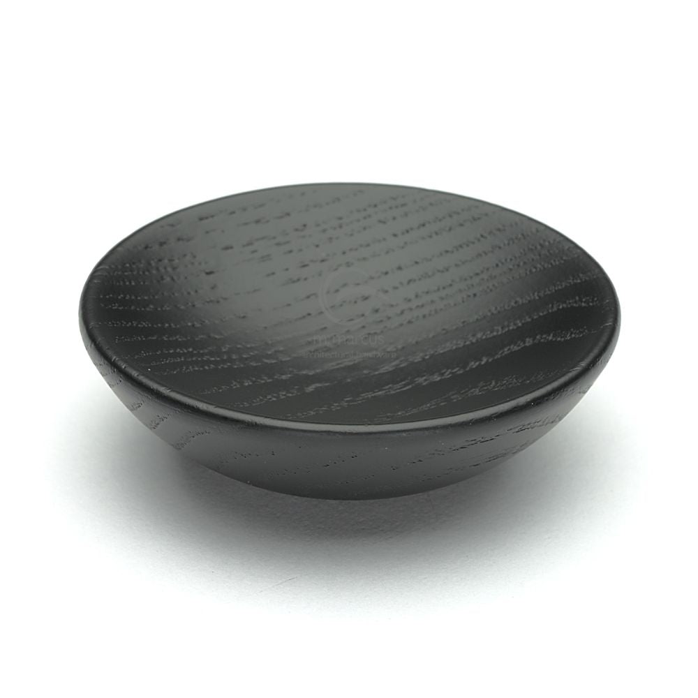 This is an image of a M.Marcus - Wooden Cabinet Knob Bowl Design 65mm Black Ash Finish, w4328-65-ash that is available to order from T.H Wiggans Ironmongery in Kendal.