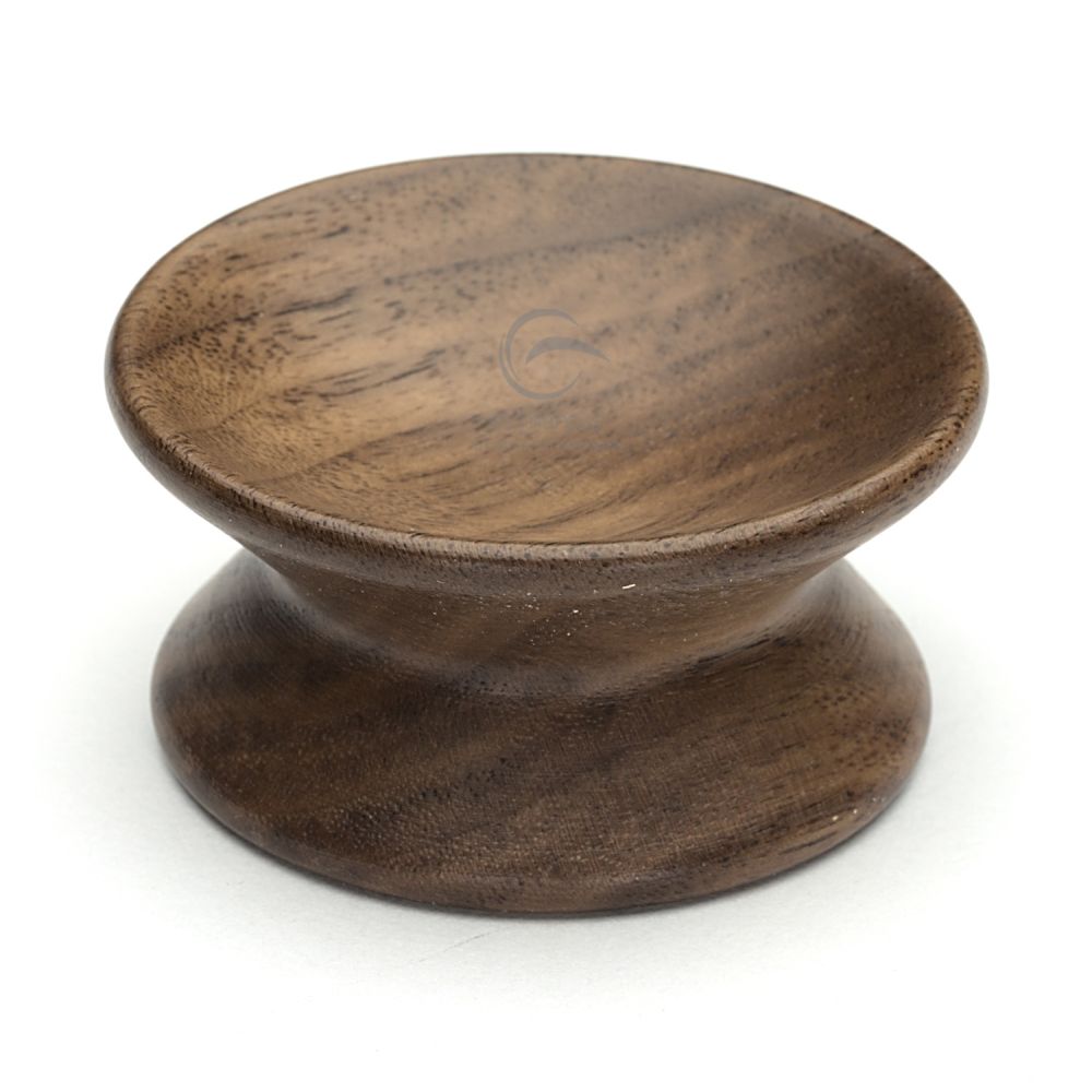 This is an image of a M.Marcus - Wooden Cabinet Knob Yoyo Design 65mm Walnut Finish, w4415-65-wal that is available to order from T.H Wiggans Ironmongery in Kendal.