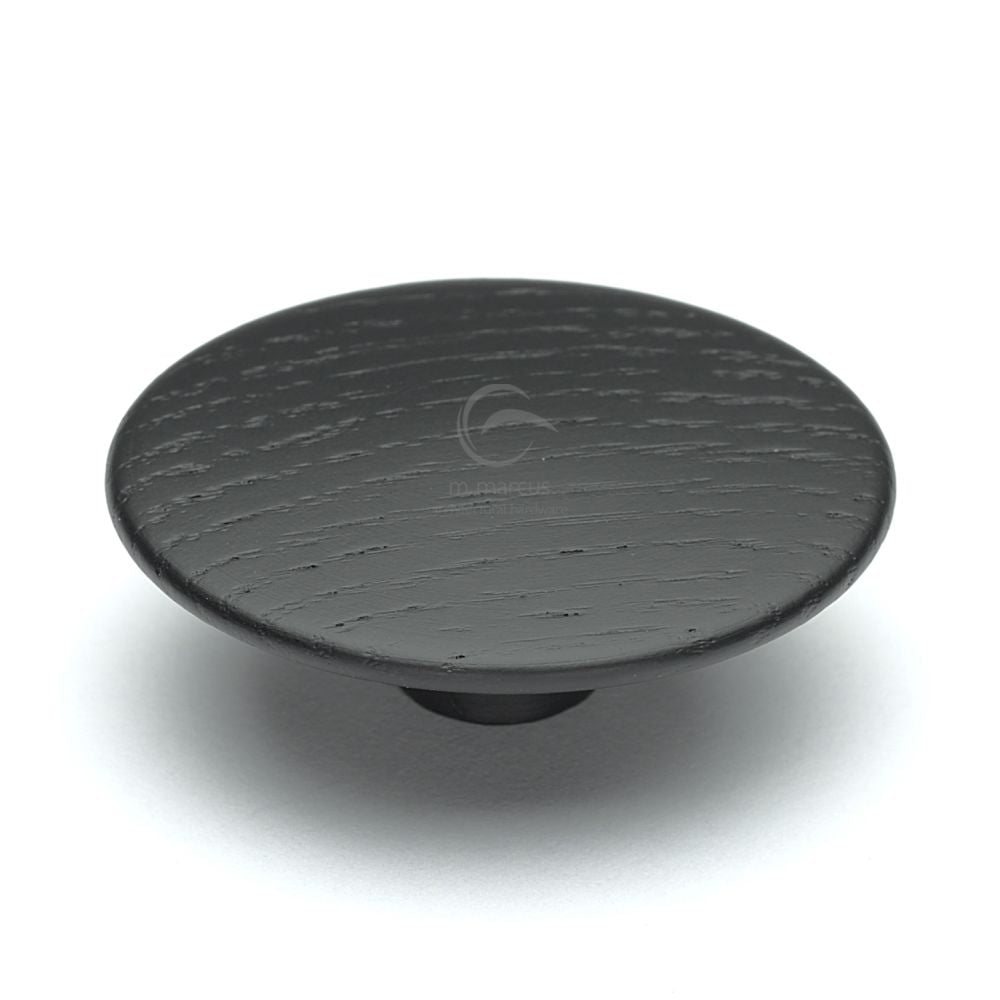 This is an image of a M.Marcus - Wooden Cabinet Knob Mushroom Design 64mm Black Ash Finish, w4466-64-ash that is available to order from T.H Wiggans Ironmongery in Kendal.