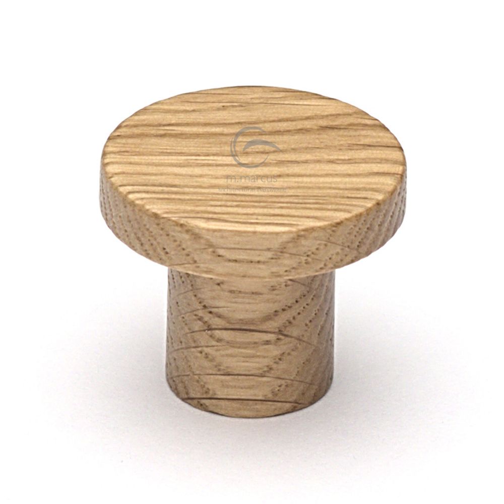 This is an image of a M.Marcus - Wooden Cabinet Knob Round Circum Design 33mm Oak Finish, w4470-33-oak that is available to order from T.H Wiggans Ironmongery in Kendal.