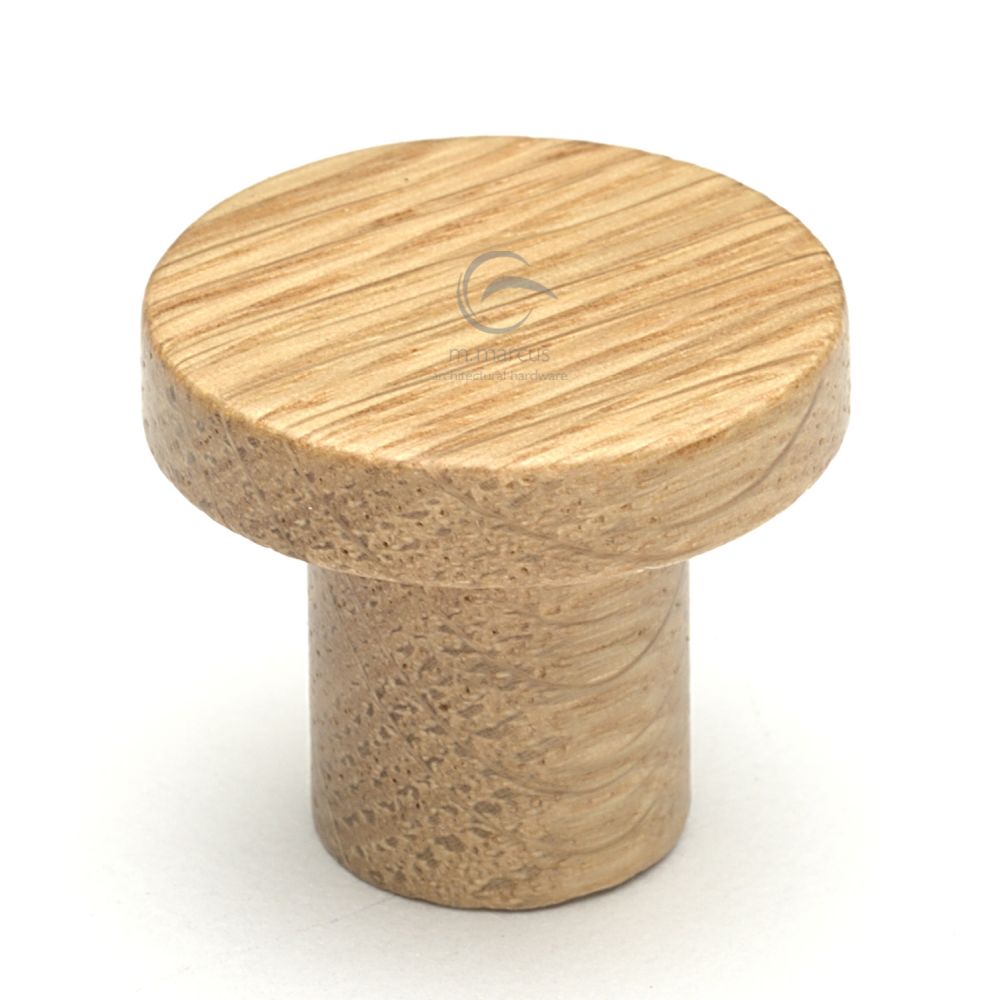 This is an image of a M.Marcus - Wooden Cabinet Knob Round Circum Design 48mm Oak Finish, w4470-48-oak that is available to order from T.H Wiggans Ironmongery in Kendal.