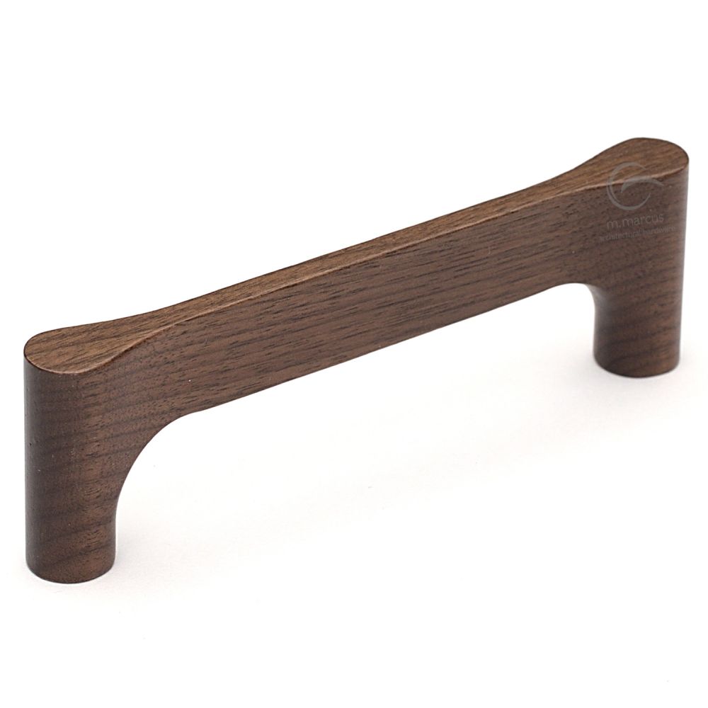 This is an image of a M.Marcus - Wooden Cabinet Pull Handle Gio Design 224mm Walnut Finish, w7827-224-wal that is available to order from T.H Wiggans Ironmongery in Kendal.