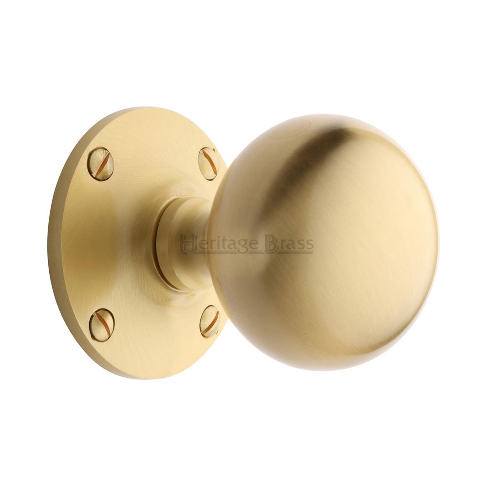 This is an image of a Heritage Brass - Mortice Knob Westminster Design Satin Brass Finish, wes970-sb that is available to order from T.H Wiggans Ironmongery in Kendal.