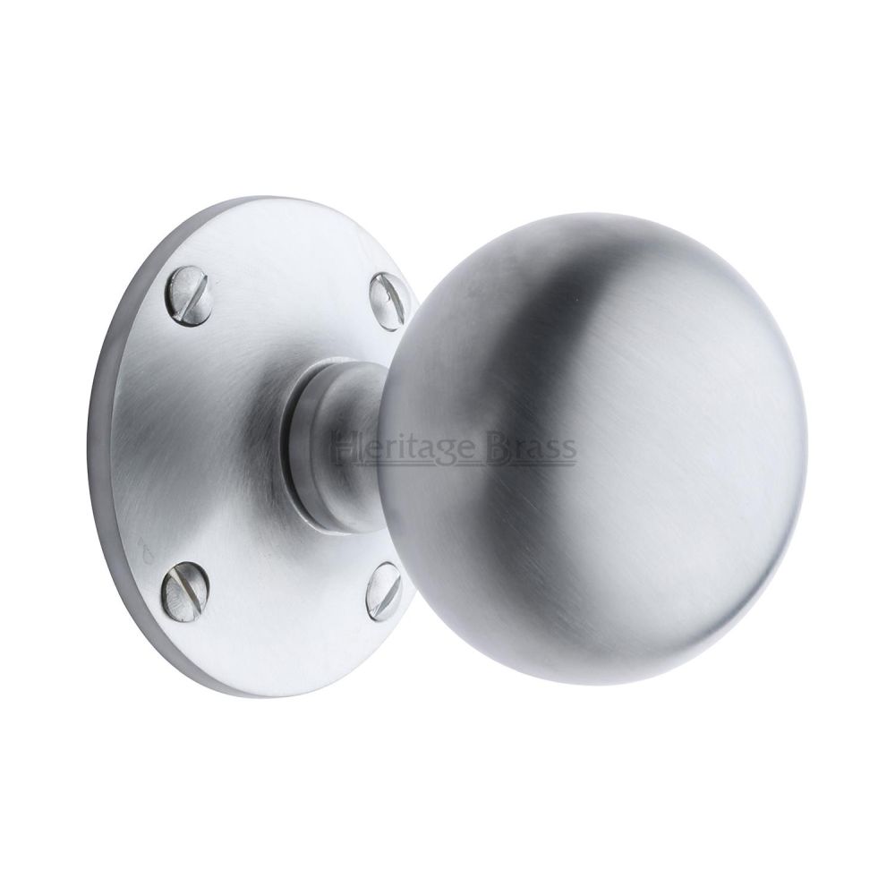 This is an image of a Heritage Brass - Mortice Knob Westminster Design Satin Chrome Finish, wes970-sc that is available to order from T.H Wiggans Ironmongery in Kendal.